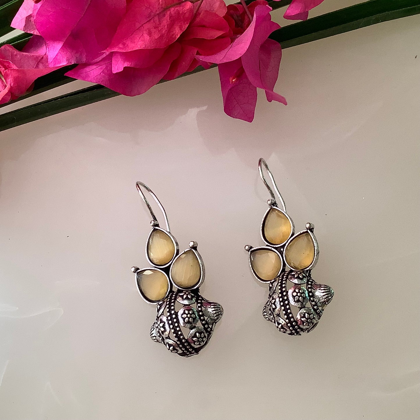 Salvanity German Silver Blossom Breeze Earrings