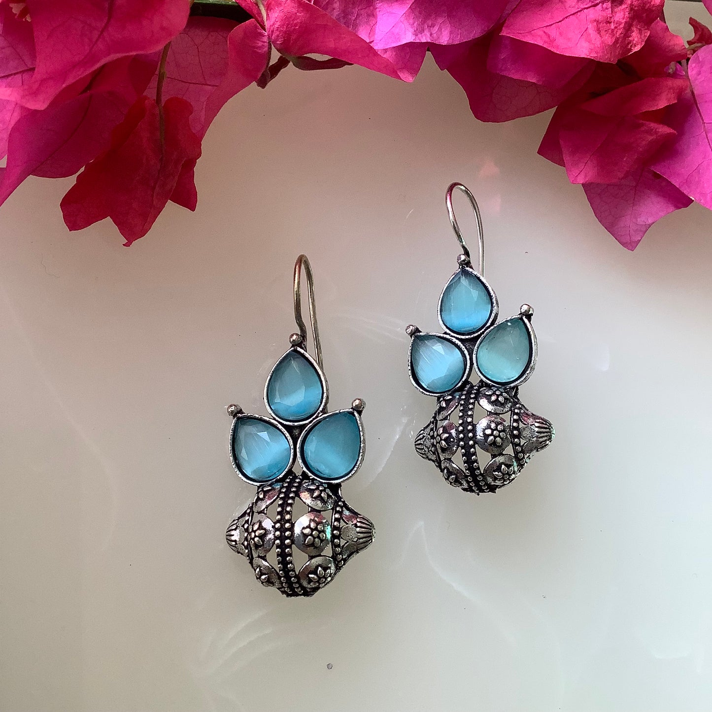 Salvanity German Silver Blossom Breeze Earrings