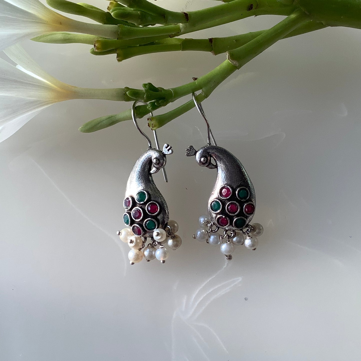 Salvanity German Silver Paisley Perfection Earrings