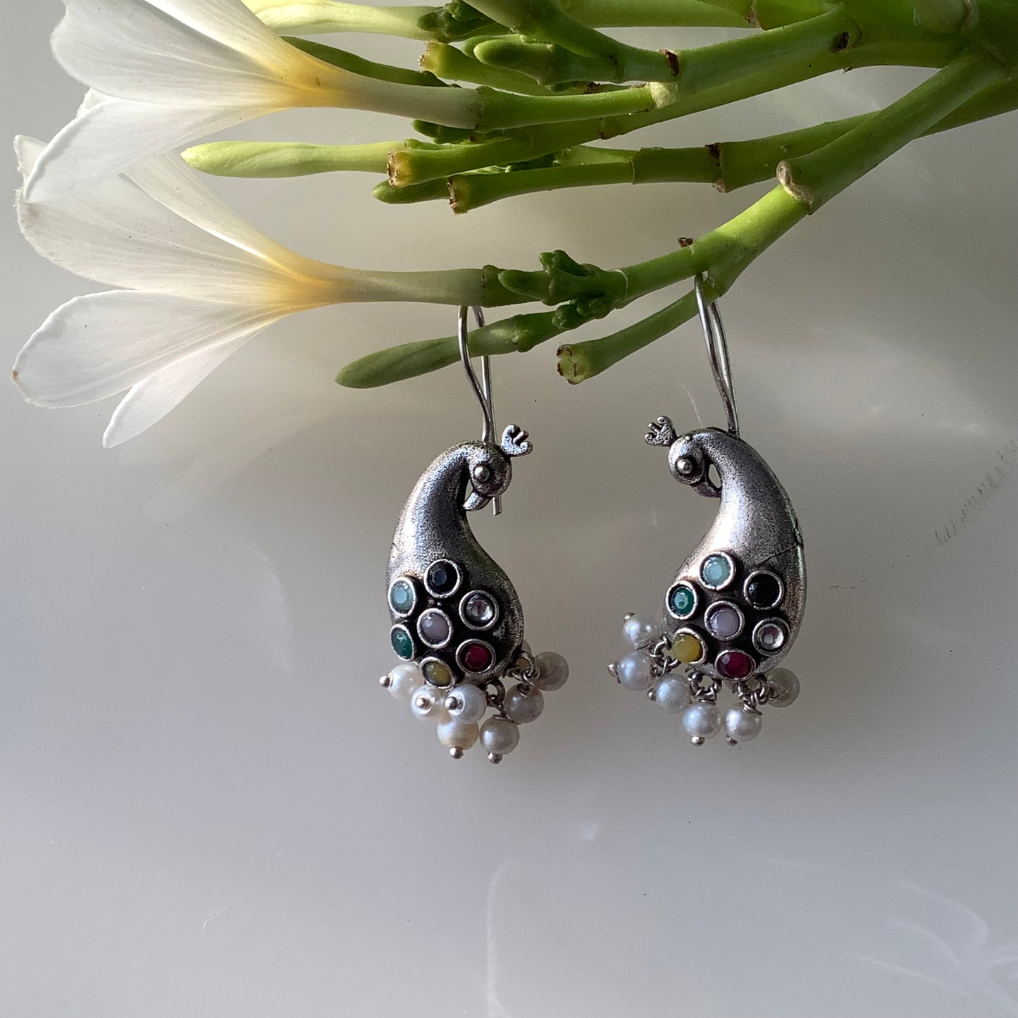 Salvanity German Silver Paisley Perfection Earrings