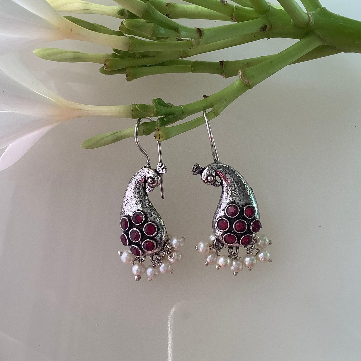 Salvanity German Silver Paisley Perfection Earrings