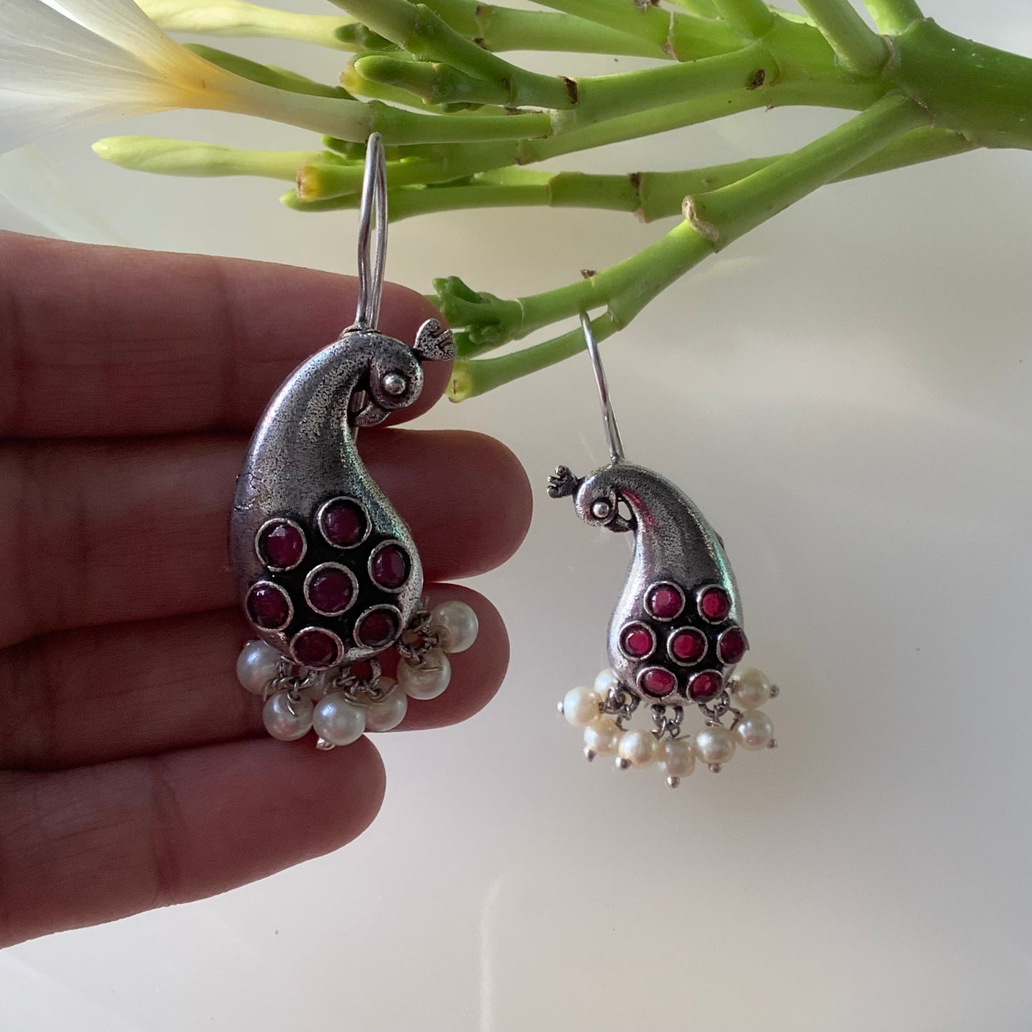 Salvanity German Silver Paisley Perfection Earrings