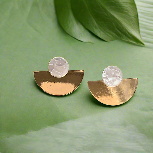 Salvanity K-POP Modern Trendy Shiny Moon Boat earrings