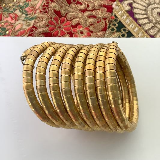 Salvanity Golden Brass Thapka Spiral Swirly Bracelet