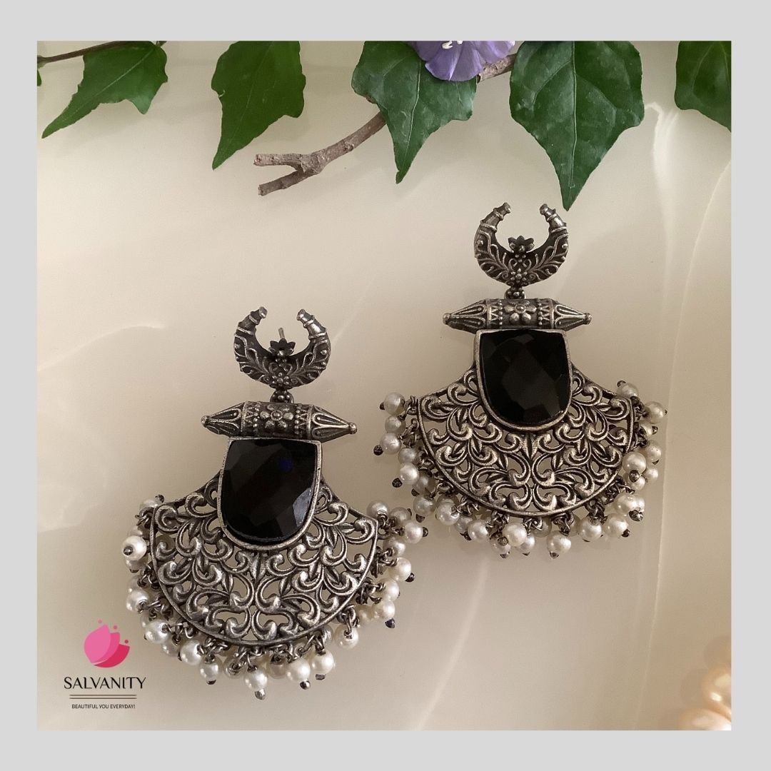 #Artificial_Jewellery# - #Salvanity_Salvan Overseas# - Danglers - Salvanity German Silver Chaand Baali