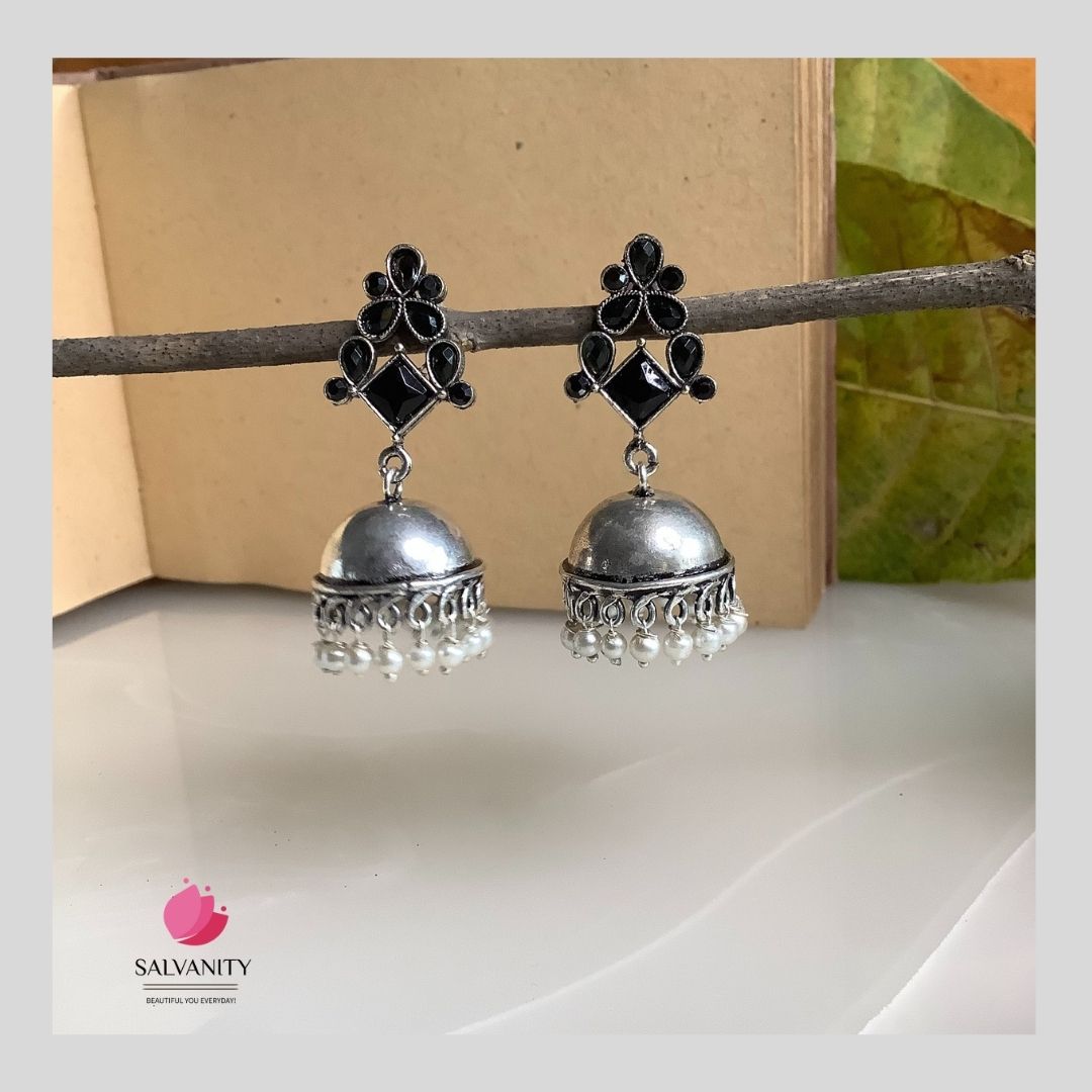 #Artificial_Jewellery# - #Salvanity_Salvan Overseas# - Danglers - Salvanity German Silver Plain Dome Jhumki