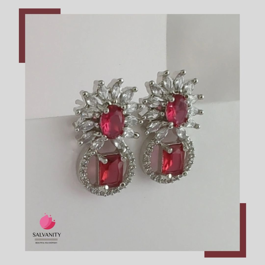 American Diamond Big Tops|Studs in red