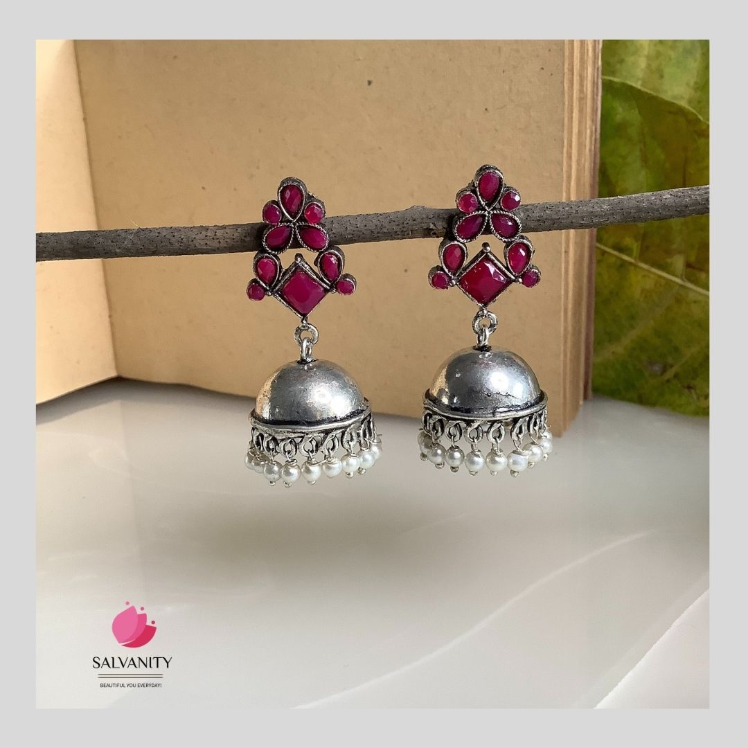 #Artificial_Jewellery# - #Salvanity_Salvan Overseas# - Danglers - Salvanity German Silver Plain Dome Jhumki