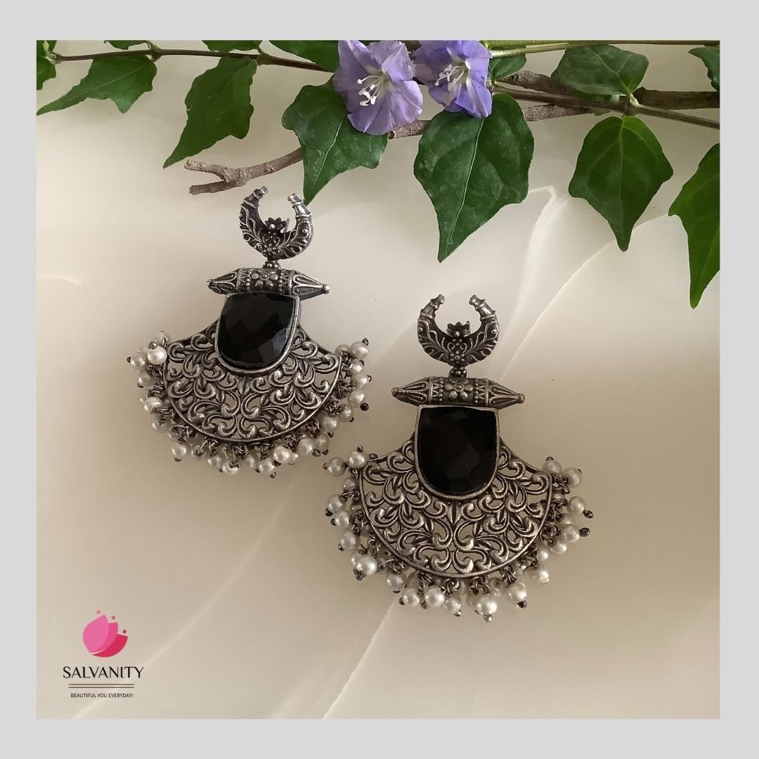 #Artificial_Jewellery# - #Salvanity_Salvan Overseas# - Danglers - Salvanity German Silver Chaand Baali