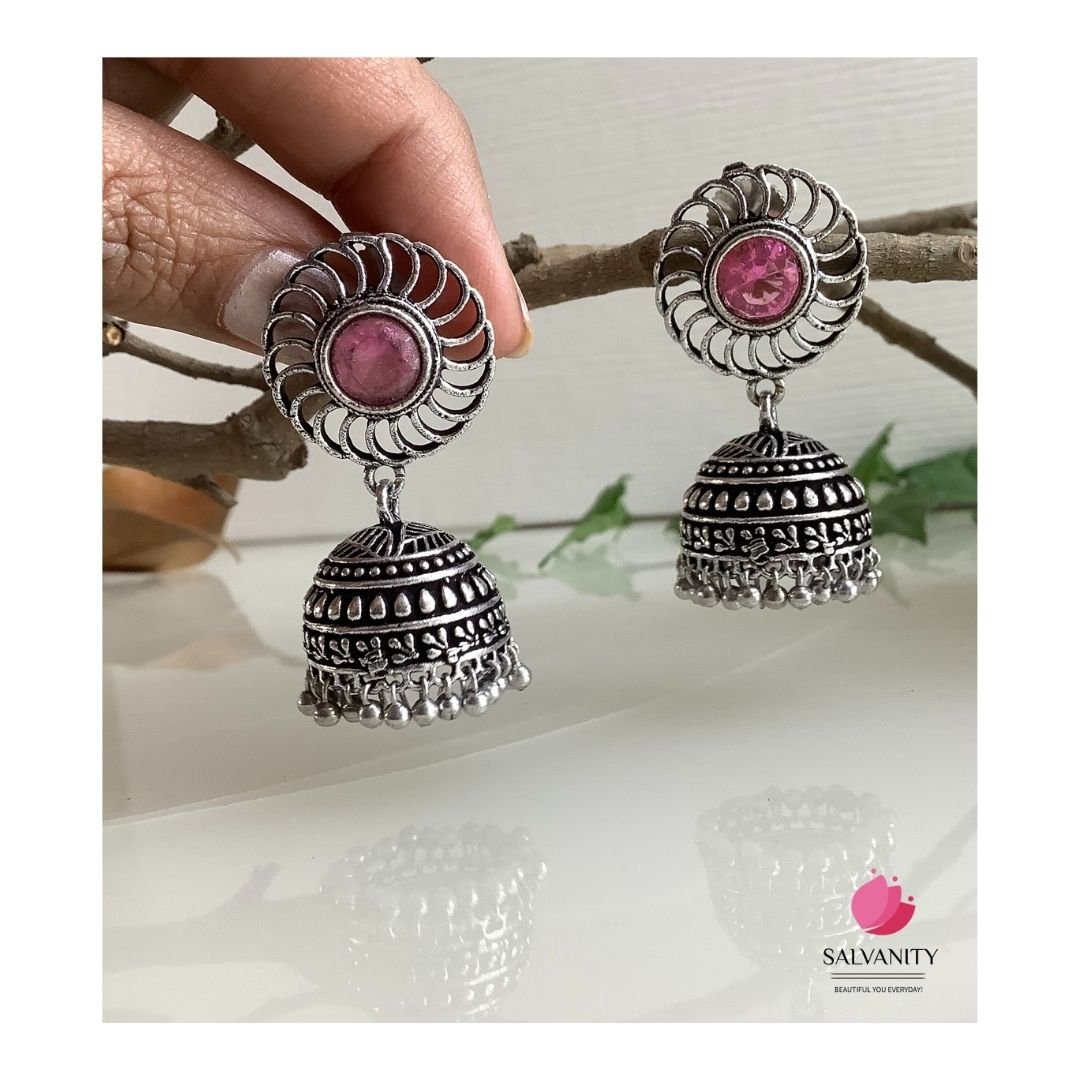 #Artificial_Jewellery# - #Salvanity_Salvan Overseas# - Salvanity German Silver Chakra Jhumki