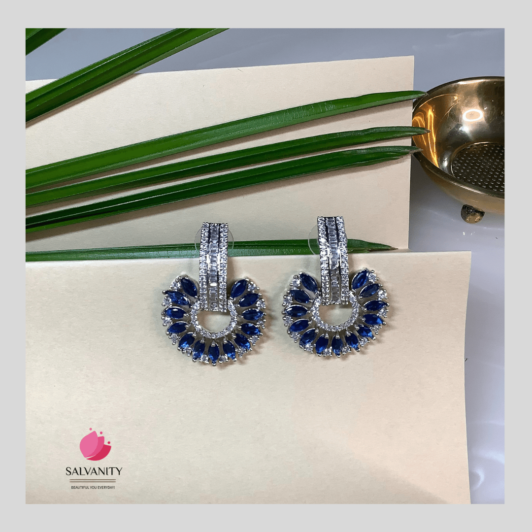 #Artificial_Jewellery# - #Salvanity_Salvan Overseas# - Danglers - Salvanity American Diamond Bold Flower Earrings