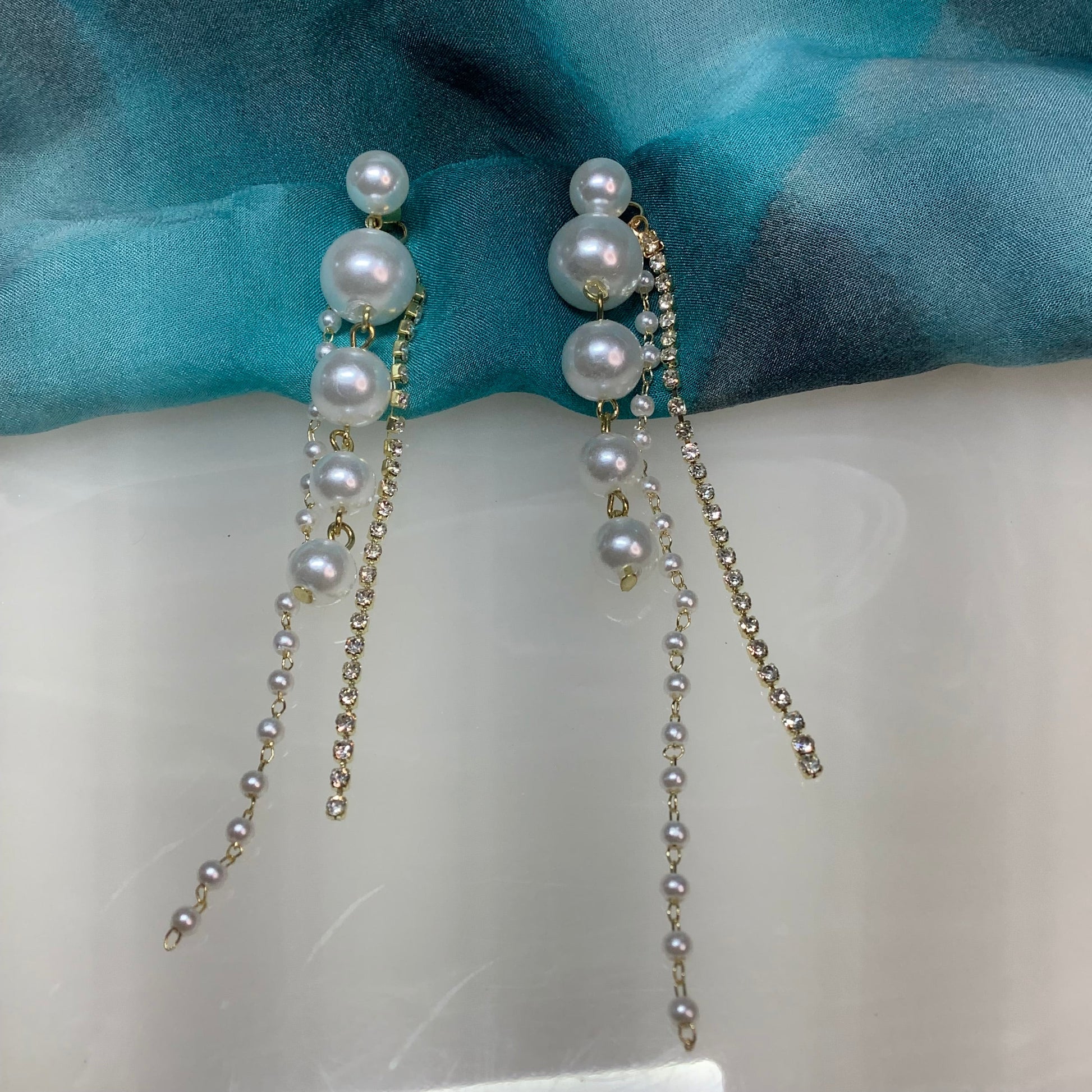 #Artificial_Jewellery# - #Salvanity_Salvan Overseas# - Salvanity K-POP Pearl Strings Earrings