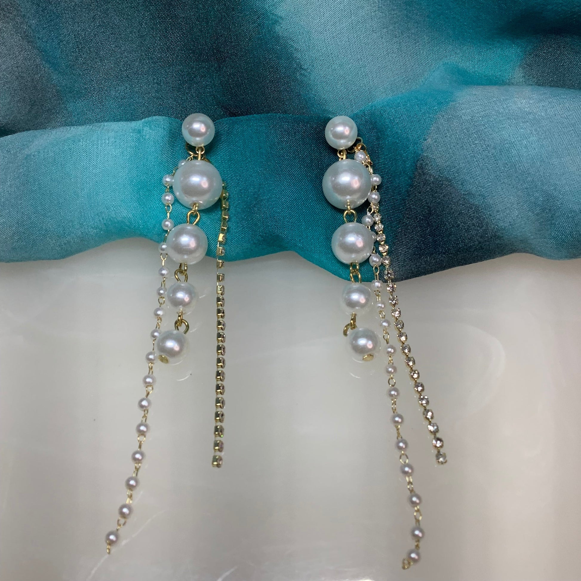 #Artificial_Jewellery# - #Salvanity_Salvan Overseas# - Salvanity K-POP Pearl Strings Earrings