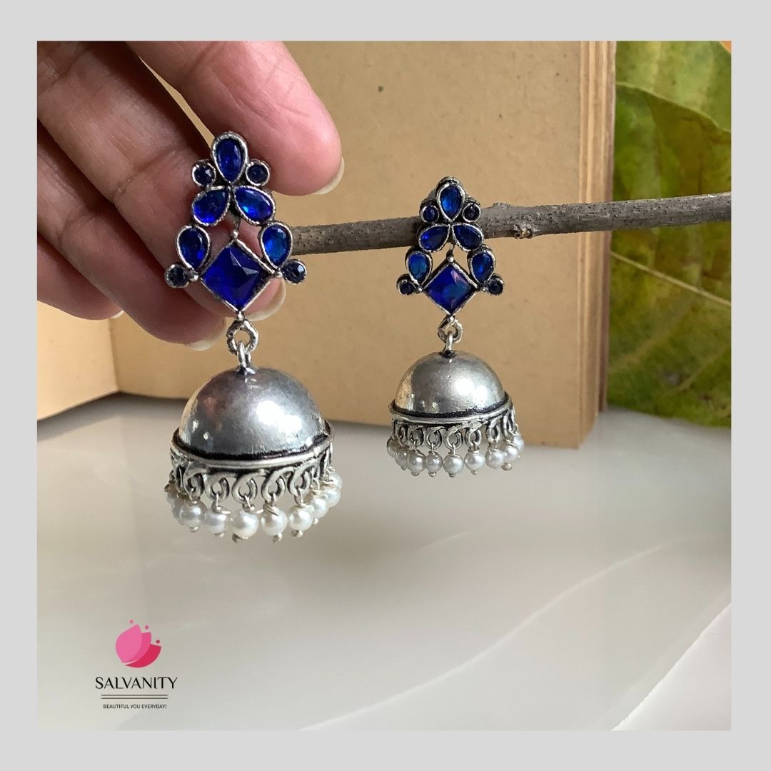 #Artificial_Jewellery# - #Salvanity_Salvan Overseas# - Danglers - Salvanity German Silver Plain Dome Jhumki