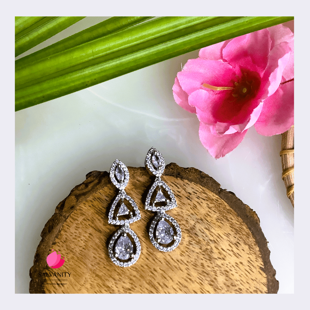 #Artificial_Jewellery# - #Salvanity_Salvan Overseas# - Danglers - Salvanity American Diamond Illuminati Drop Danglers