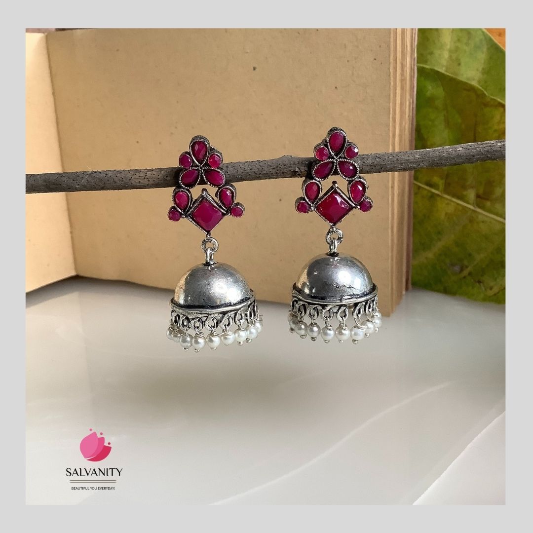 #Artificial_Jewellery# - #Salvanity_Salvan Overseas# - Danglers - Salvanity German Silver Plain Dome Jhumki