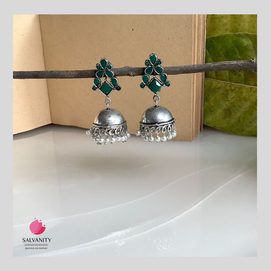 #Artificial_Jewellery# - #Salvanity_Salvan Overseas# - Danglers - Salvanity German Silver Plain Dome Jhumki