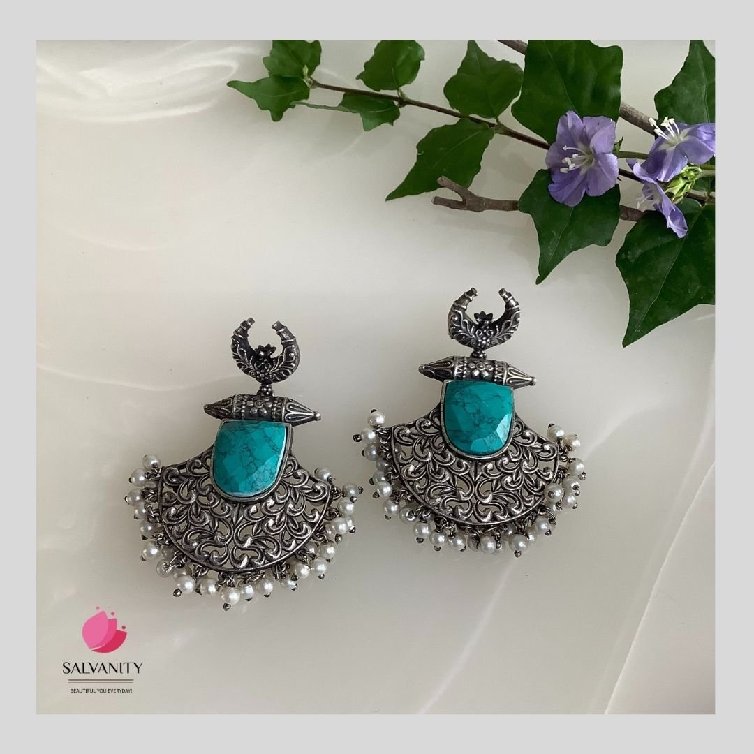 #Artificial_Jewellery# - #Salvanity_Salvan Overseas# - Danglers - Salvanity German Silver Chaand Baali