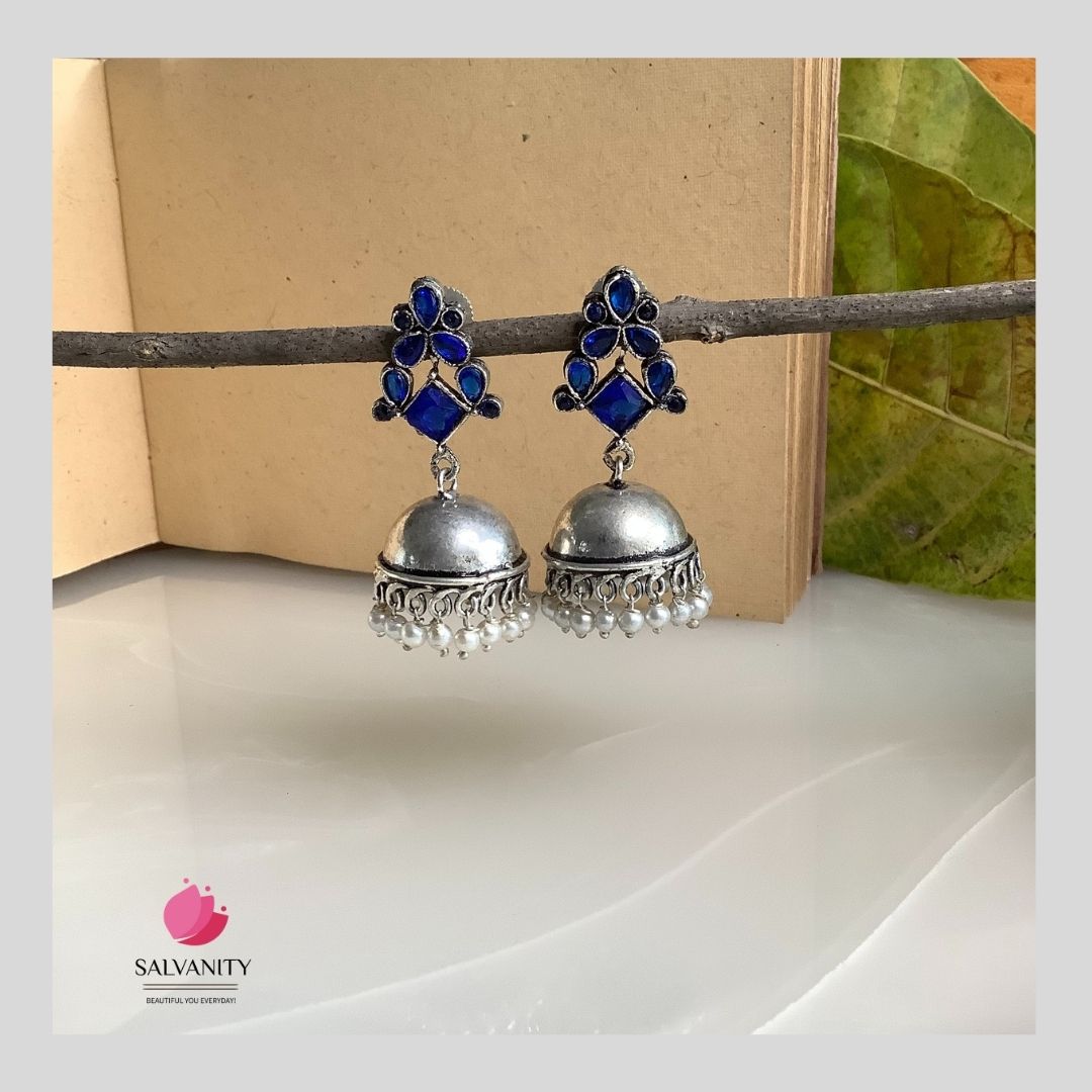 #Artificial_Jewellery# - #Salvanity_Salvan Overseas# - Danglers - Salvanity German Silver Plain Dome Jhumki