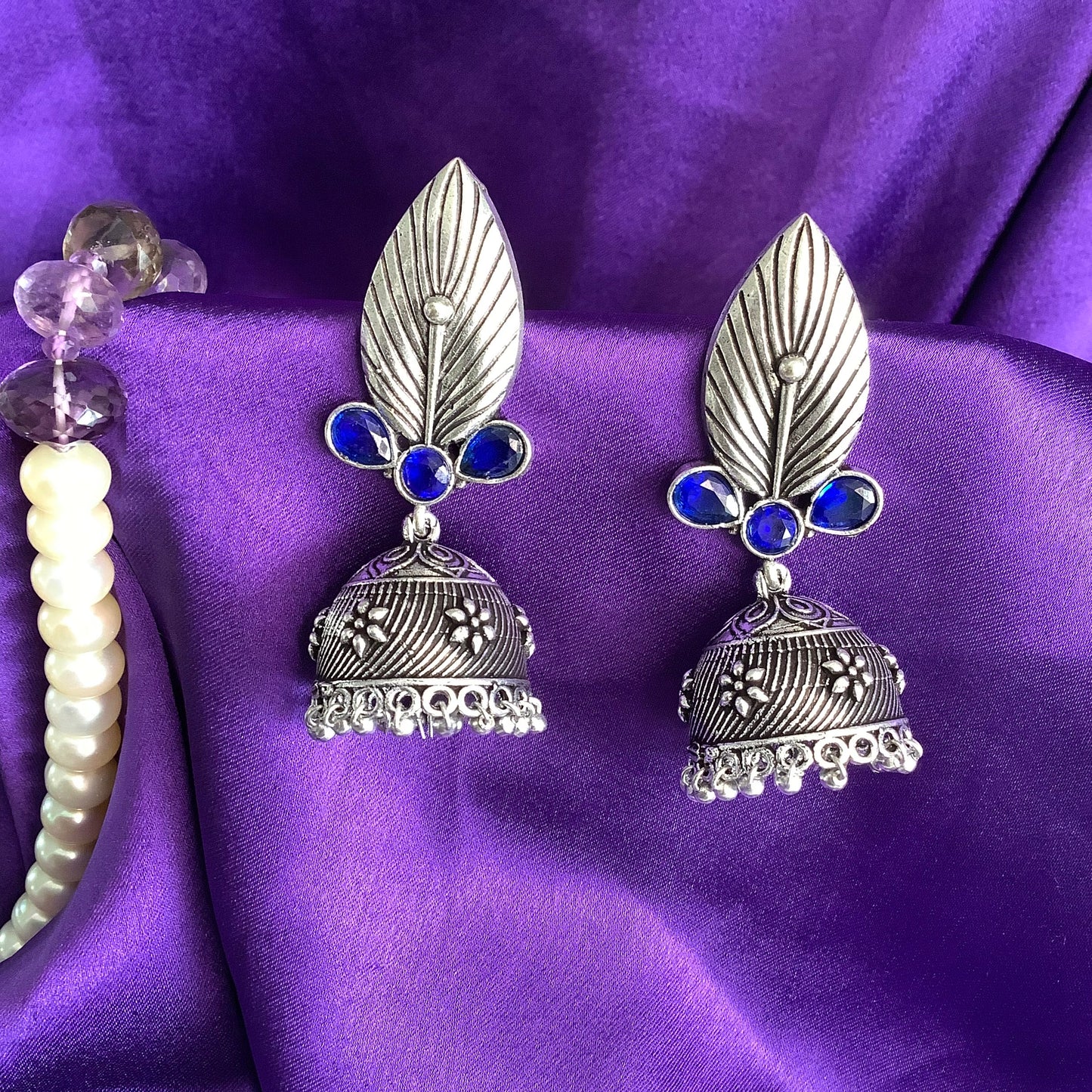 #Artificial_Jewellery# - #Salvanity_Salvan Overseas# - Danglers - German Silver Leaf Jhumki