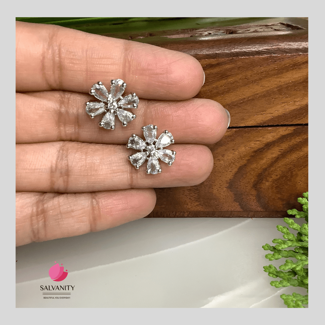 #Artificial_Jewellery# - #Salvanity_Salvan Overseas# - Tops - Salvanity American Diamond Stud Little Flower Tops