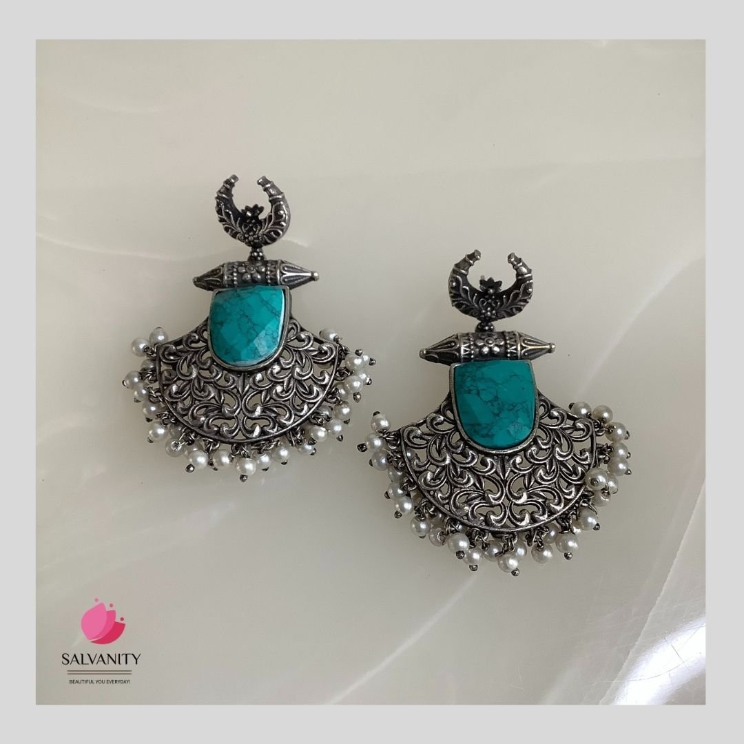 #Artificial_Jewellery# - #Salvanity_Salvan Overseas# - Danglers - Salvanity German Silver Chaand Baali