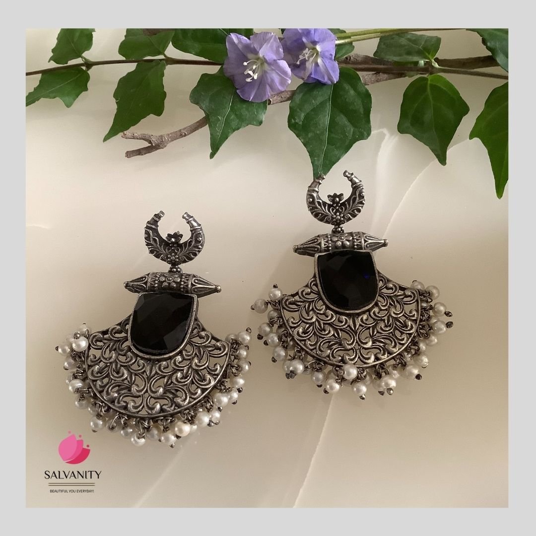 #Artificial_Jewellery# - #Salvanity_Salvan Overseas# - Danglers - Salvanity German Silver Chaand Baali