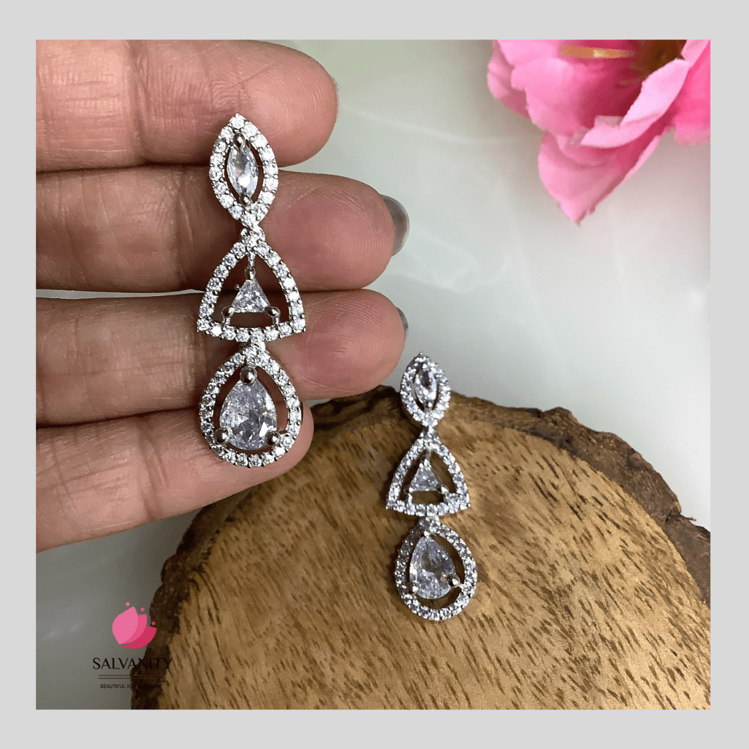 #Artificial_Jewellery# - #Salvanity_Salvan Overseas# - Danglers - Salvanity American Diamond Illuminati Drop Danglers