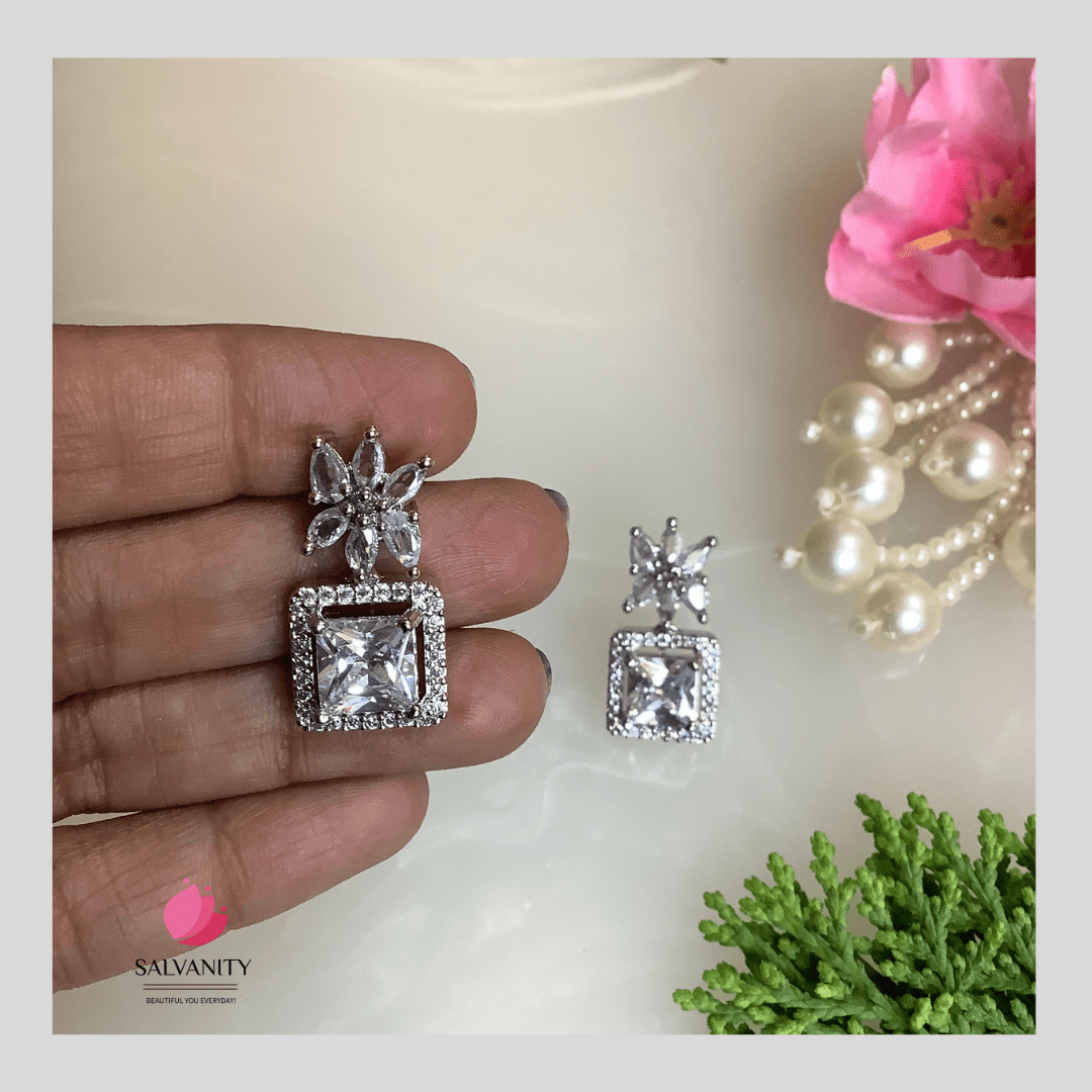 #Artificial_Jewellery# - #Salvanity_Salvan Overseas# - Salvanity American Diamond Little Star Cube Danglers