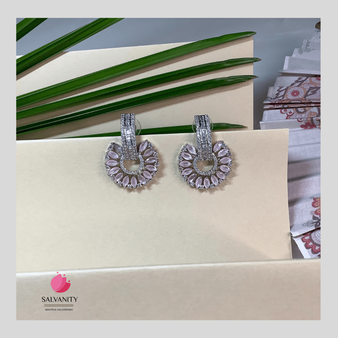 #Artificial_Jewellery# - #Salvanity_Salvan Overseas# - Danglers - Salvanity American Diamond Bold Flower Earrings