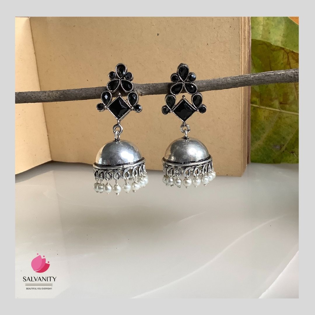 #Artificial_Jewellery# - #Salvanity_Salvan Overseas# - Danglers - Salvanity German Silver Plain Dome Jhumki