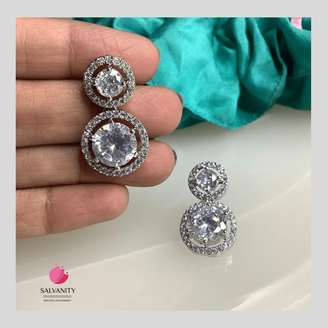 #Artificial_Jewellery# - #Salvanity_Salvan Overseas# - Danglers - Salvanity American Diamond Second Round Danglers